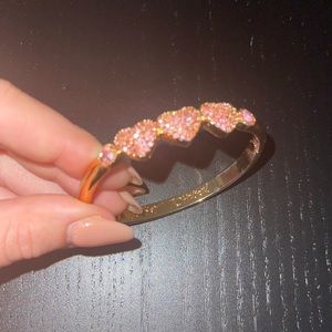Betsey Johnson Rose Gold Tone Bracelet with Pink Hearts
